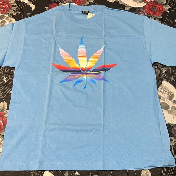 NWT VINTAGE IN4MATION HAWAII DATE WITH MARY JANE 420 BLUE SUNSET SHIRT SZ XL - Picture 2 of 7